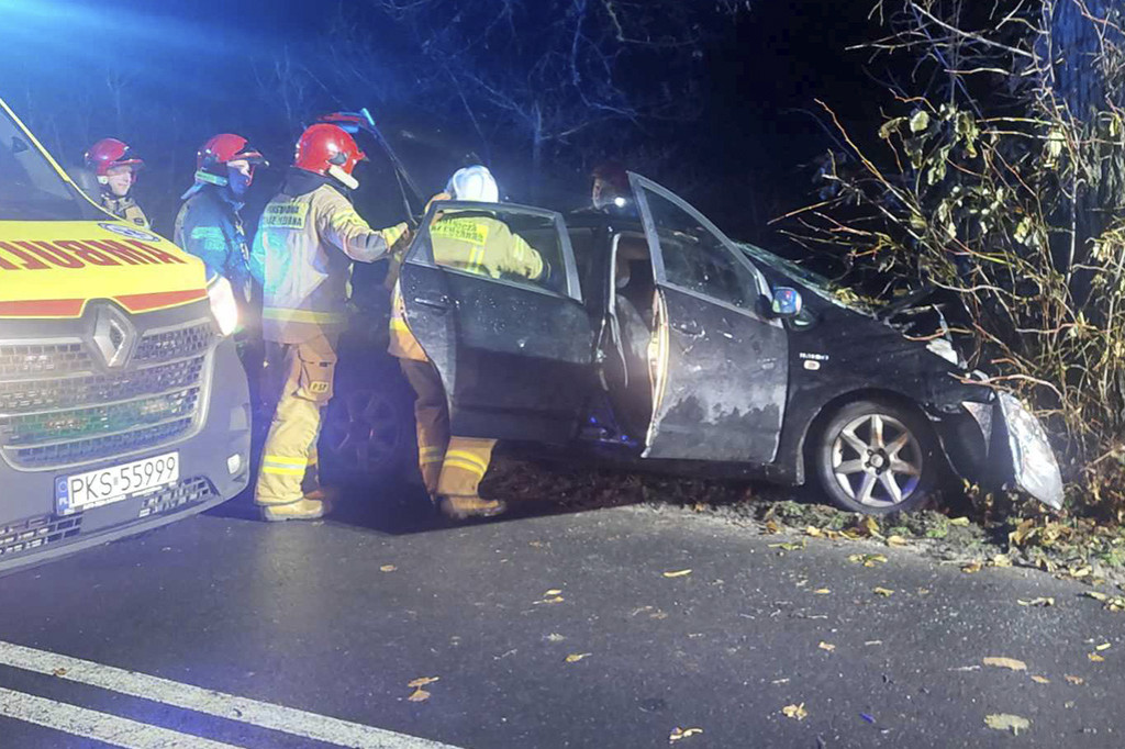 Nie opanował pojazdu i uderzył w drzewo