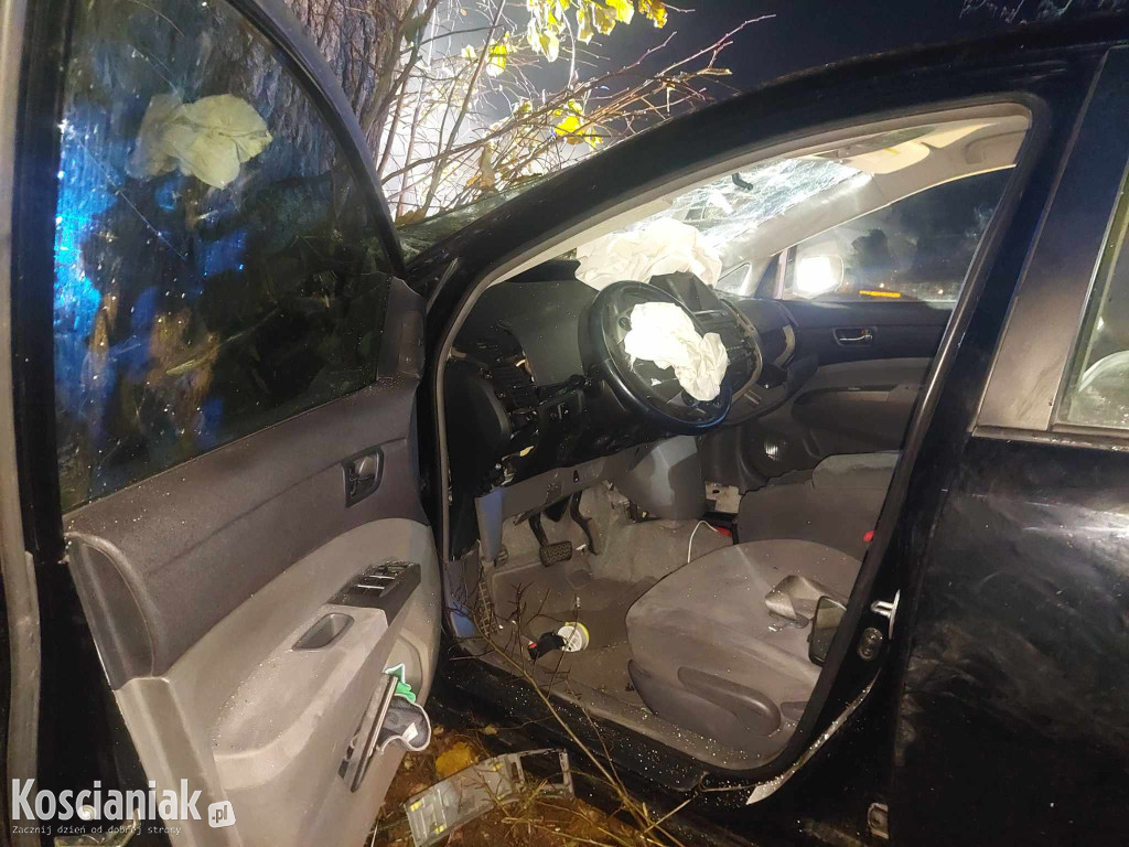 Nie opanował pojazdu i uderzył w drzewo