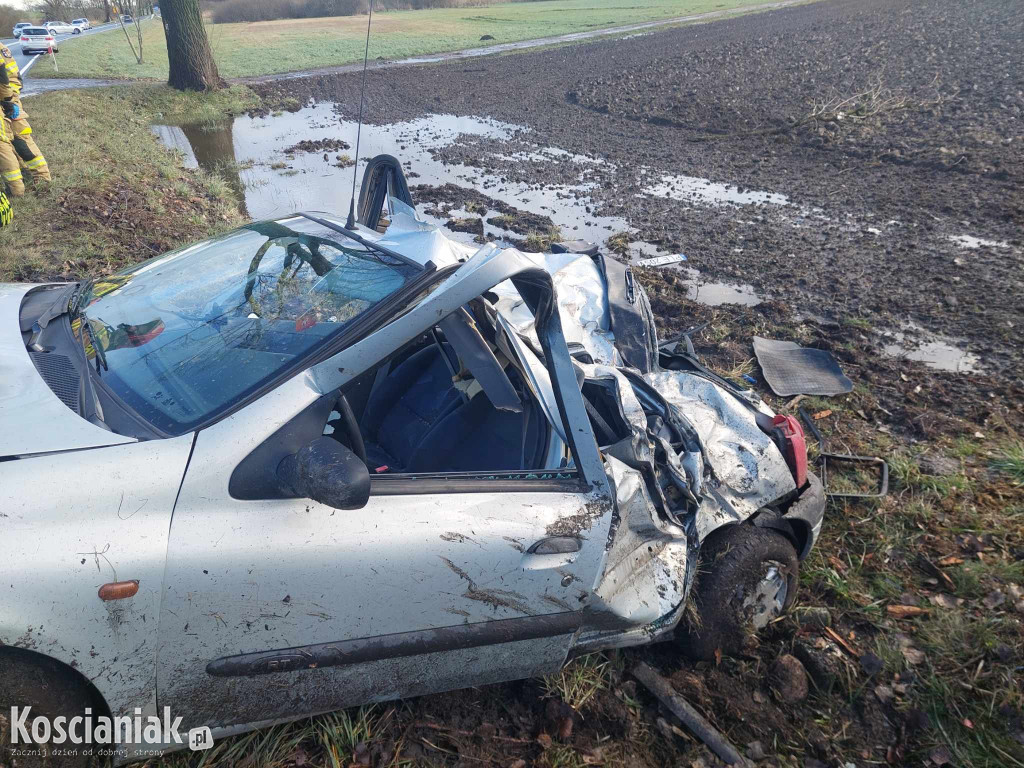 Uderzył w drzewo. Pasażer trafił do szpitala