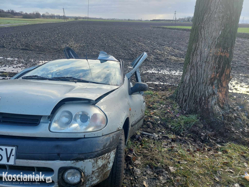 Uderzył w drzewo. Pasażer trafił do szpitala