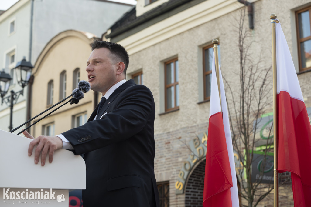 Sławomir Mentzen na wiecu wyborczym w Kościanie