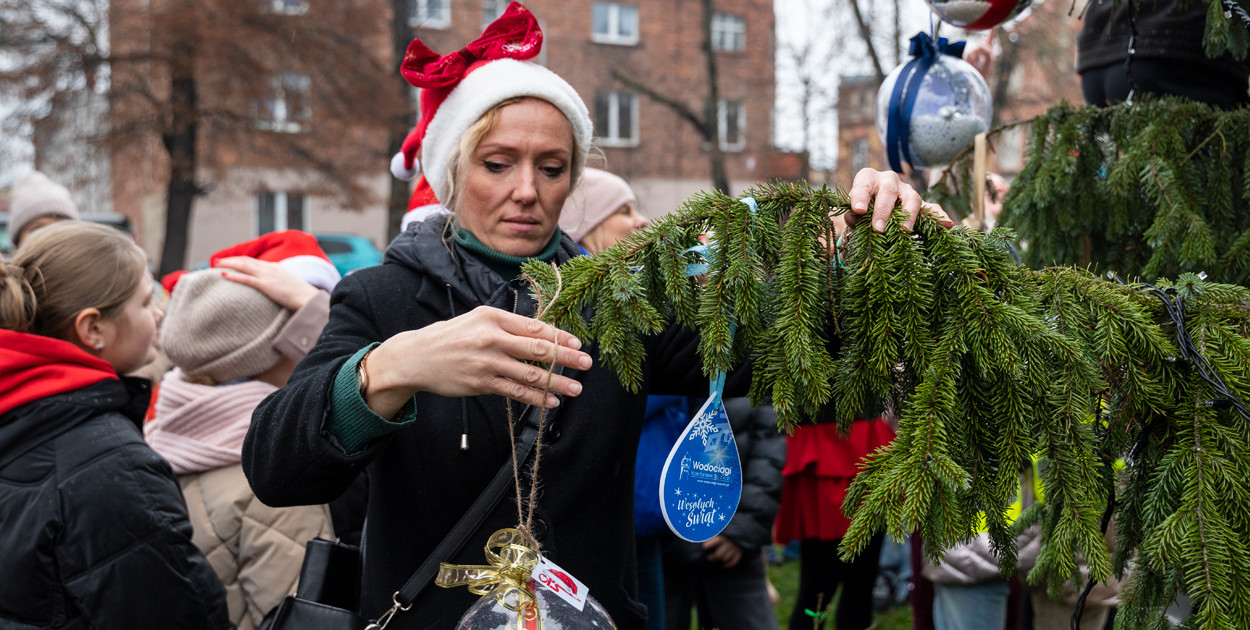 Wspólne dekorowanie choinki na Placu Wolności