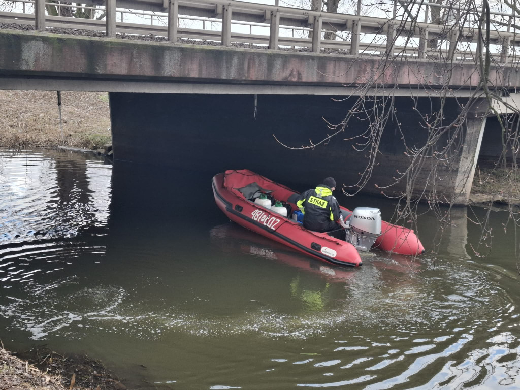 Oleista ciecz na kanale Obry przy jazie