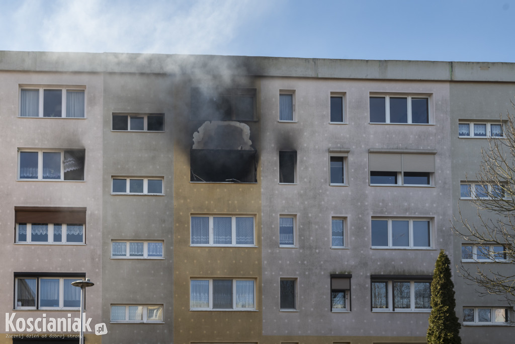 Pożar mieszkania na os. Jagiellońskim w Kościanie