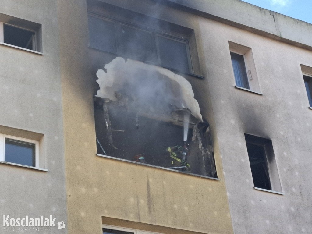 Pożar mieszkania na os. Jagiellońskim w Kościanie