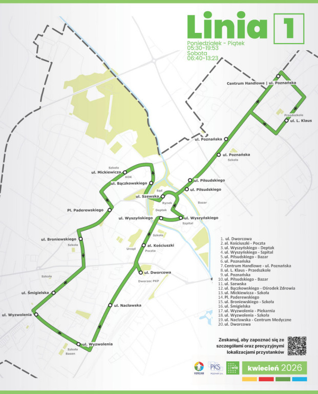 Linie autobusowe w Kościanie: mapy i przystanki