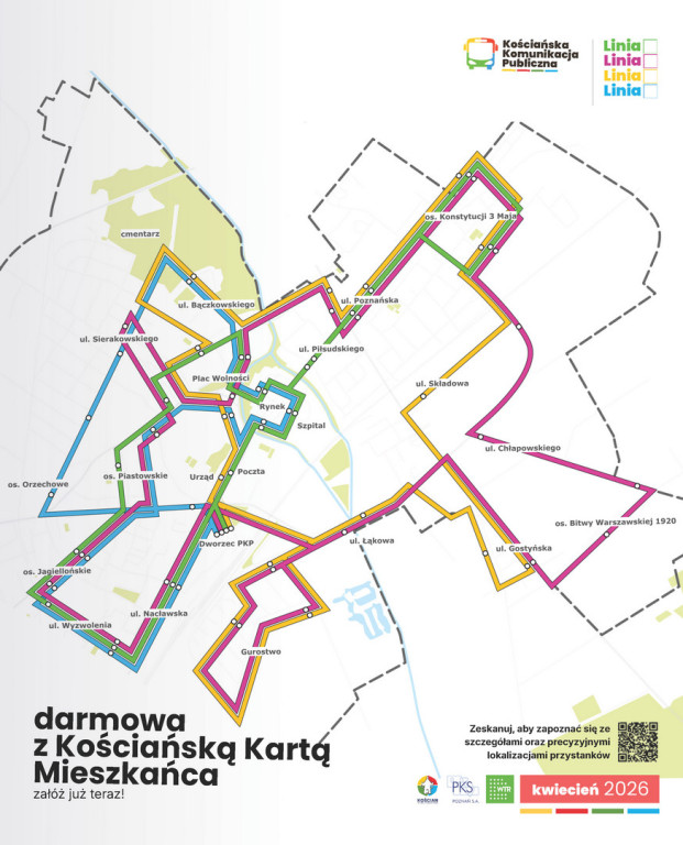 Linie autobusowe w Kościanie: mapy i przystanki