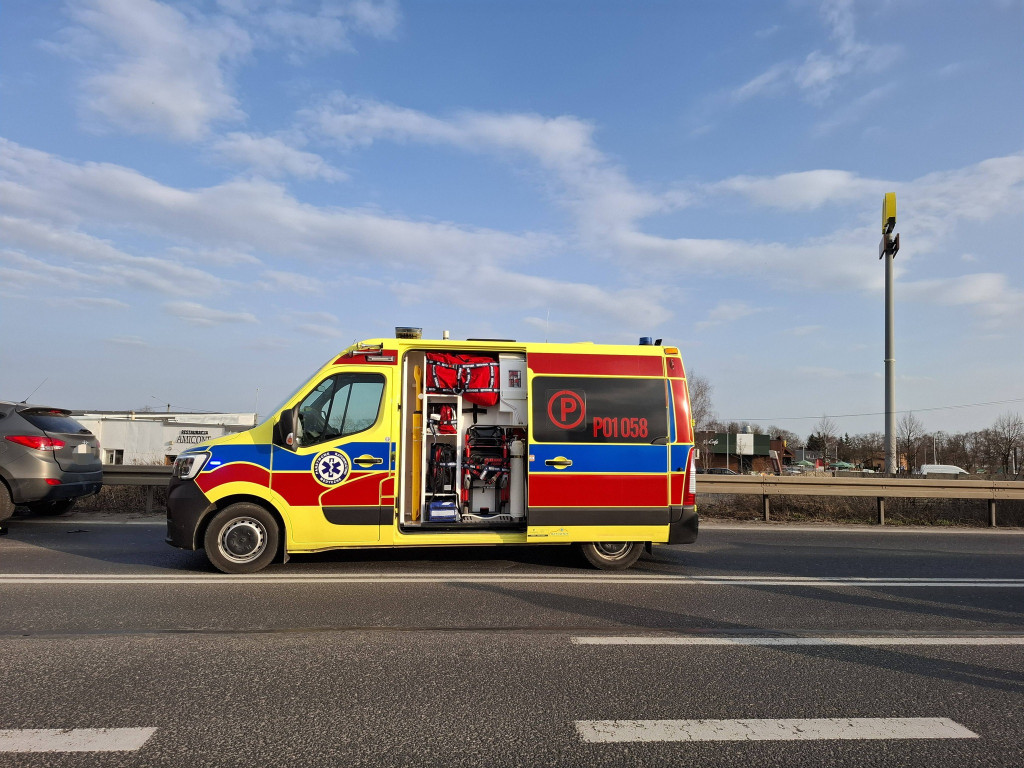 Zderzył się pojazd osobowy z przewożącym drzewo