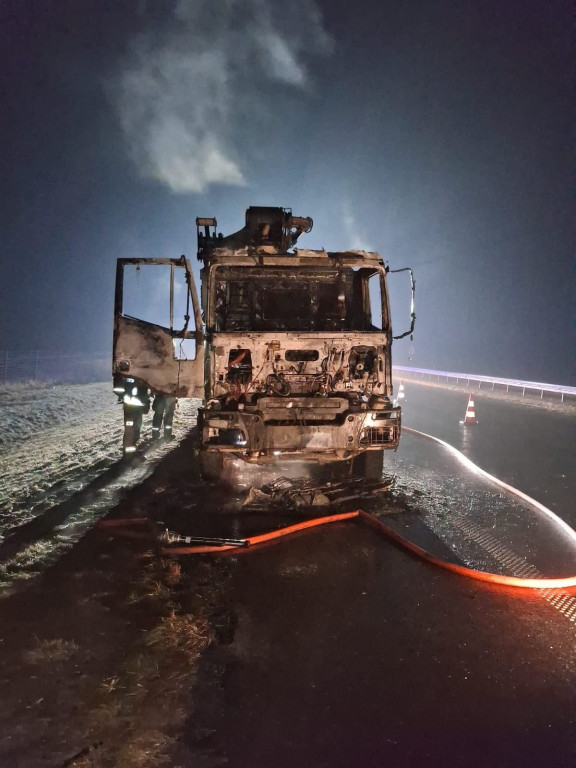 Spłonęła kabina betoniarki na S5