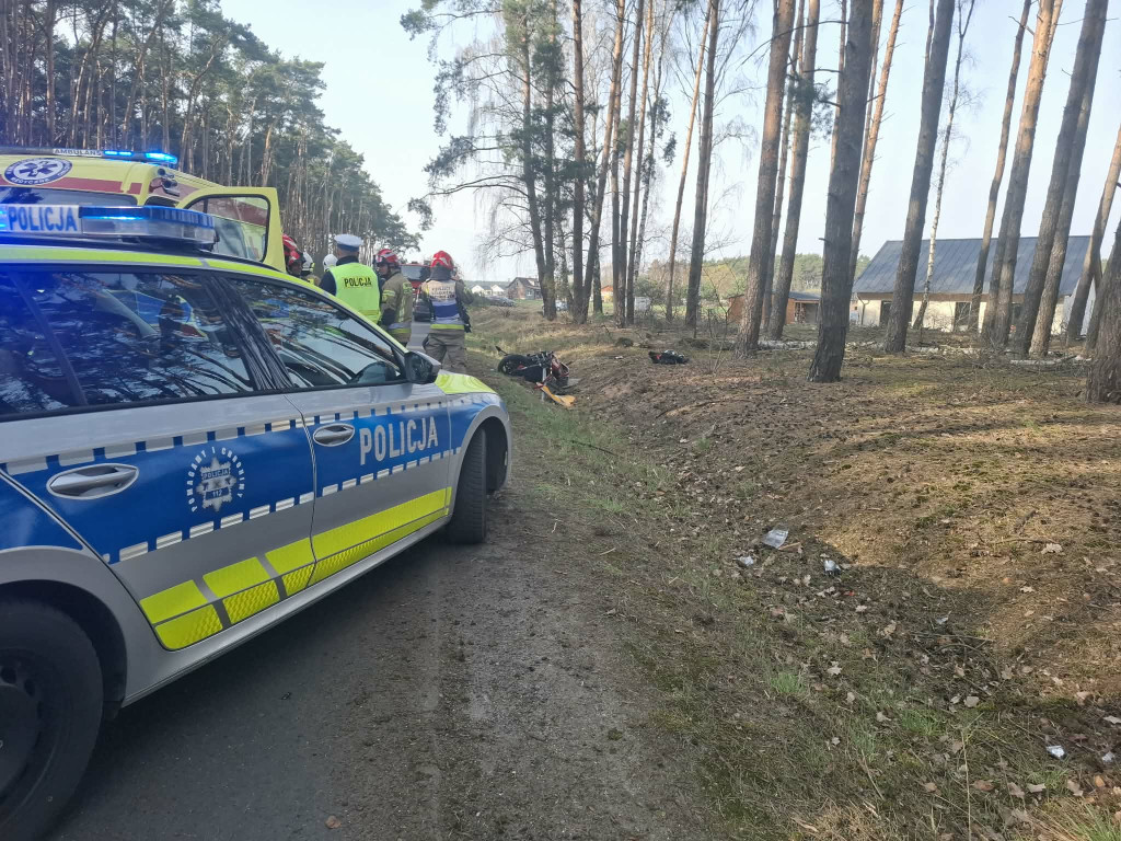 Motocyklista wjechał w stado saren