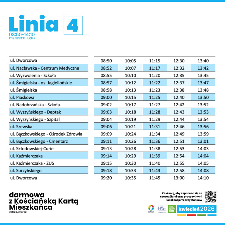 Komunikacja miejska w Kościanie – rozkłady jazdy