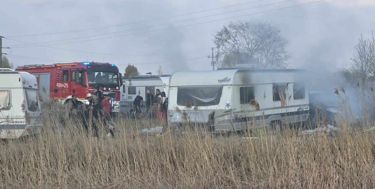 Pożar przyczepy kempingowej