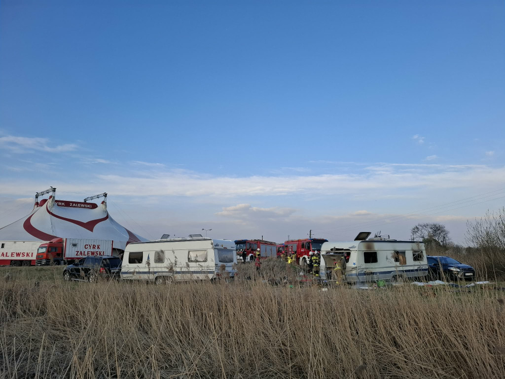 Pożar przyczepy kempingowej