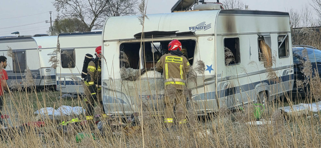 Pożar przyczepy kempingowej