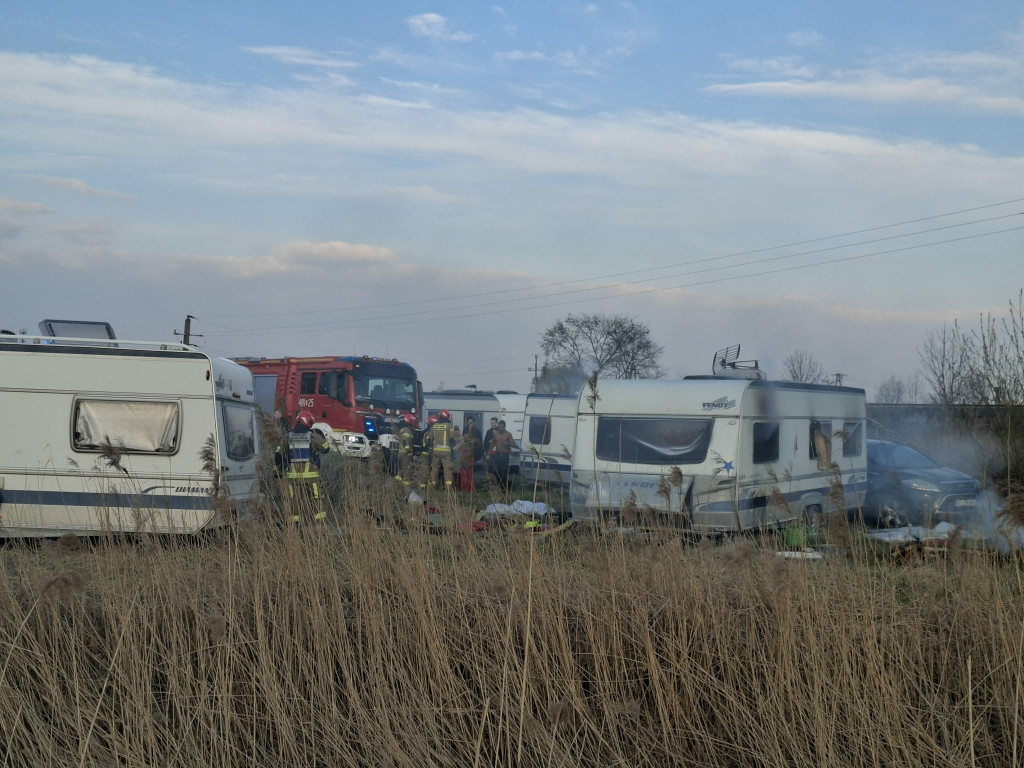 Pożar przyczepy kempingowej