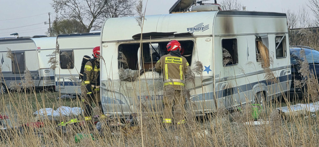 Pożar przyczepy kempingowej