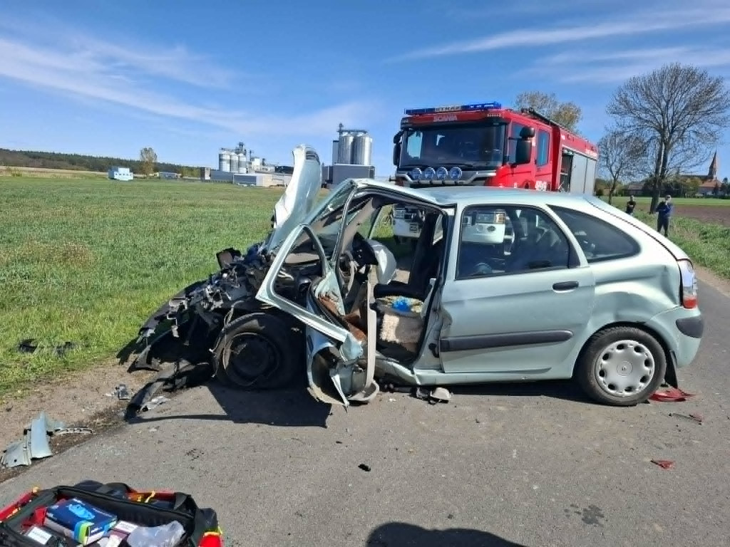 Uderzył w drzewo na drodze do Wonieścia