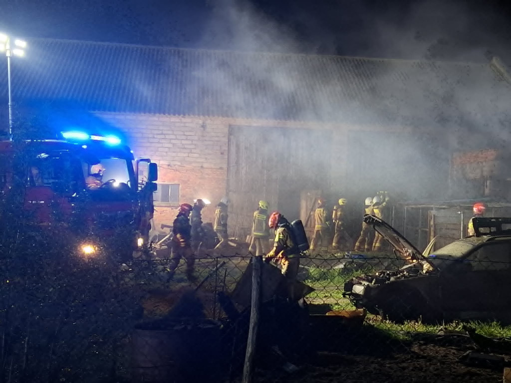 Pożar budynku gospodarczego w gminie Krzywiń