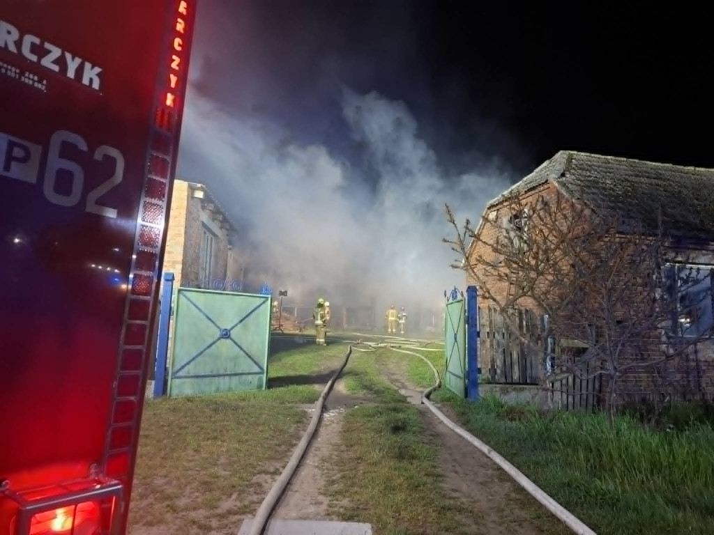 Pożar budynku gospodarczego w gminie Krzywiń