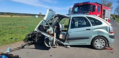 Uderzył w drzewo na drodze do Wonieścia [ZDJĘCIA]