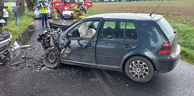 Czołowe zderzenie dwóch pojazdów. Wyprzedzał na ciągłej [ZDJĘCIA]-88880