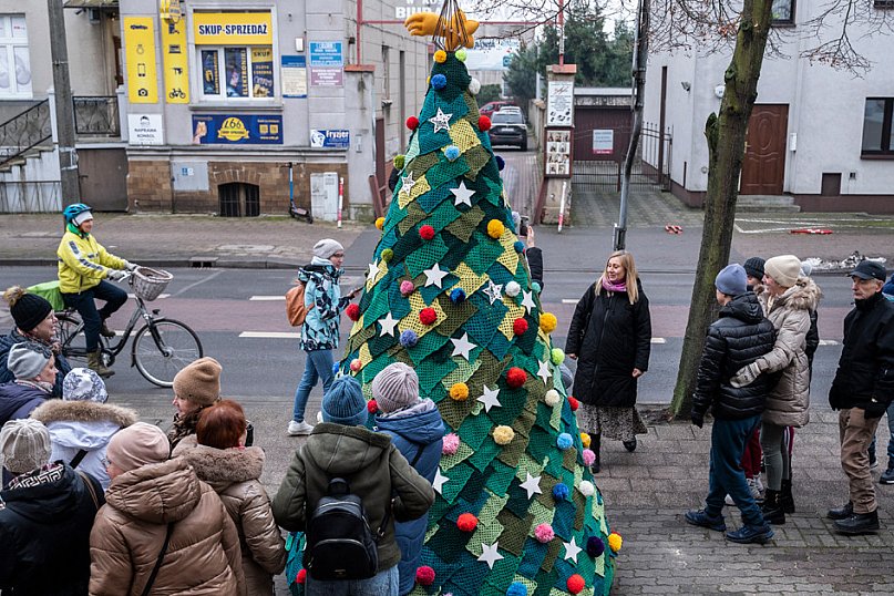 Dziergana choinka stanęła przed urzędem